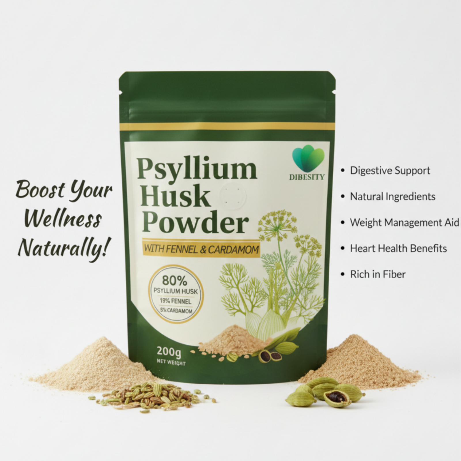 psyllium husk powder with fennel and cardamom